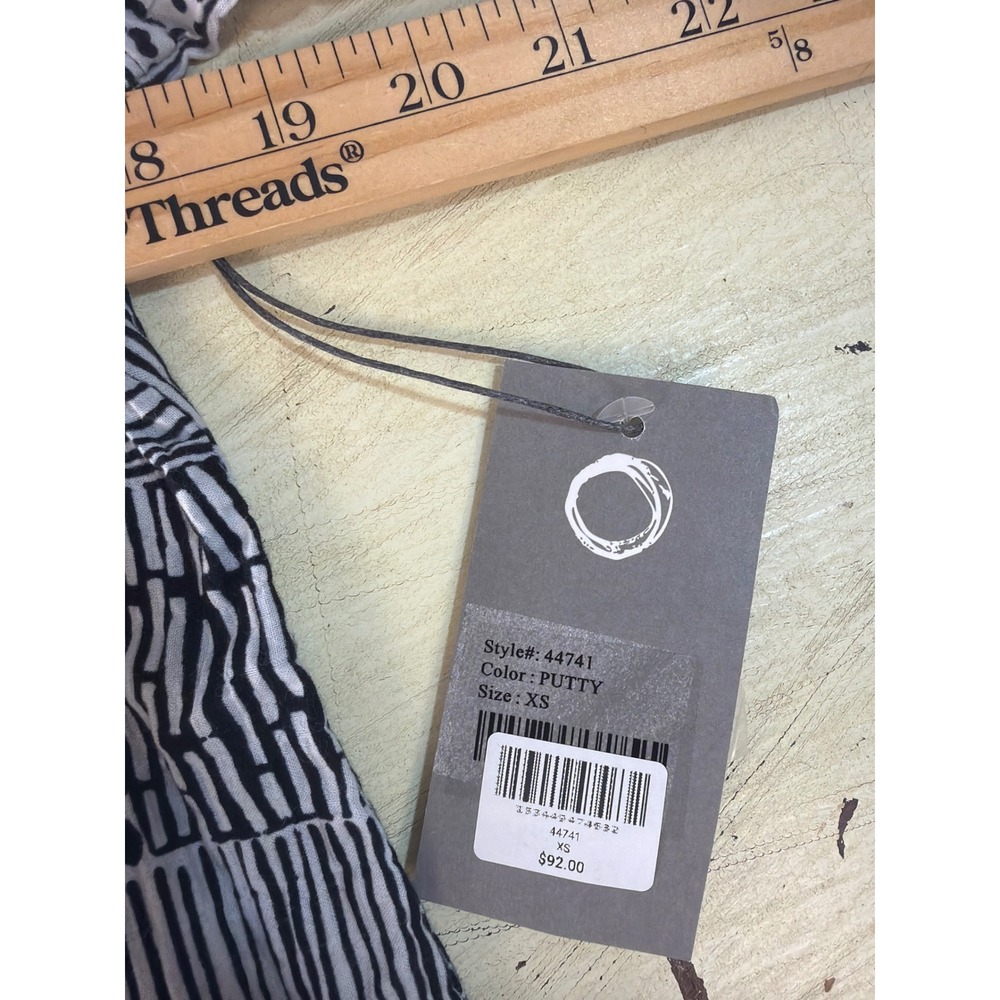 Habitat Button Down Shirt Womens XS Putty‎ Black White Patch Crinkle NEW - Picture 7 of 8
